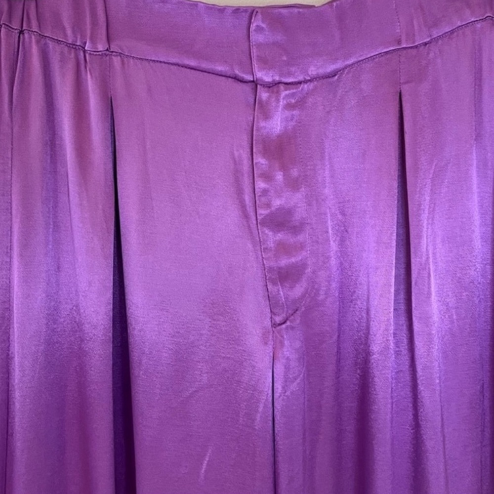 Free People Good Days Satin Pleated Wide Leg Trousers Mauve Size XS - Picture 5 of 7